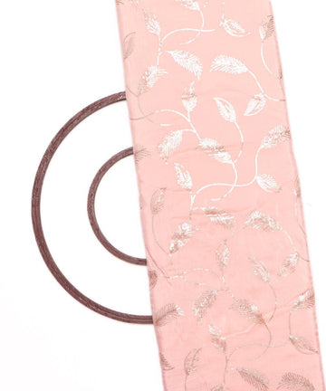 Light Peach Colour Sequin Embroidery Leaf Pattern Uppada Silk Fabric